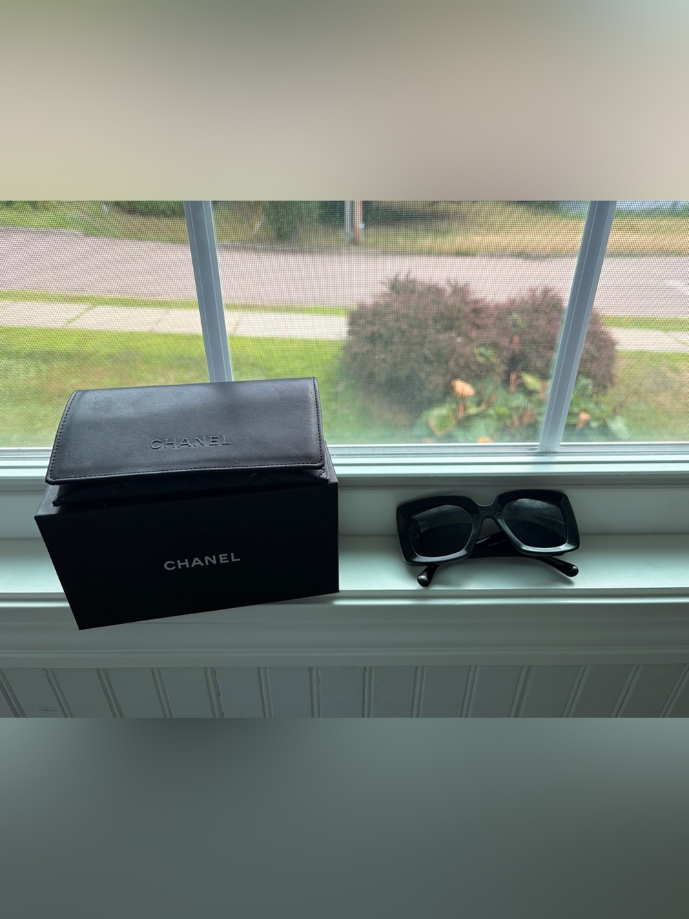 CHANEL Black Oversized Square Sunglasses with Case
